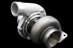 BL6662X Billet Turbocharger, front angle view showing compressor housing, exhaust scroll and mounting flange