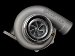 BoostLab BL5862R billet turbocharger, front view showing compressor wheel, housing, and outlet pipe