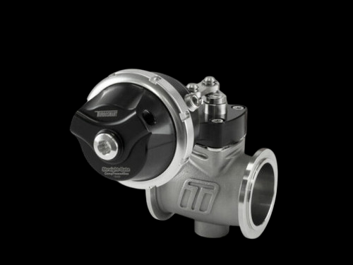 Turbosmart PSG40CG StraightGate40 wastegate, black actuator with V-band flange and fittings visible
