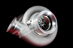 BorgWarner S500SX 91mm turbo, front angle view showing compressor wheel, inlet, and cast housing