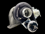 Boost Lab TD06SL2-20G turbocharger, front angle view showing compressor housing, wastegate actuator, and cast turbine inlet flange.