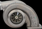 New Borg Warner S300 turbocharger, front view showing compressor wheel, housing and mounting flange