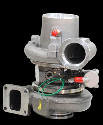 Holset HE551V turbocharger 3768264 for Cummins ISX, front angle showing compressor housing and turbine flange
