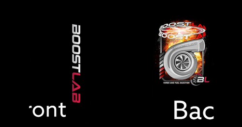 Boost Lab Turbo Shirt front and back, vertical Boost Lab logo and turbo graphic with BL design