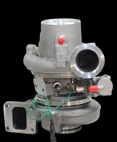 Holset HE551V turbocharger 3768263 for Cummins ISX, front angle showing compressor housing, inlet, and actuator