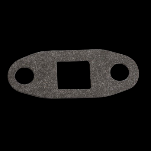 BL T3/T4 oil drain gasket, oval shape with two bolt holes and a square center cutout, flat top view