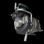 Boost Lab BL58XR turbocharger, front angle view showing compressor housing, actuator, and hoses