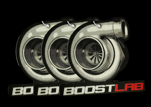 Boost Lab Air Freshener 3 Pack, turbo shaped design with BO BO BOOST LAB text below