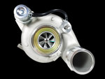 HE351CW 4043600 turbocharger, front angle view showing compressor wheel, wastegate actuator, and outlet pipe