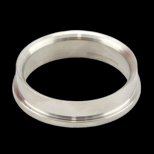 Turbosmart WG45 GenV Hyper-Gate 45mm valve seat, polished stainless ring shown at an angled top view