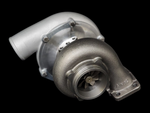 BL5862R billet turbocharger, front angle showing compressor wheel, housing, and exhaust flange
