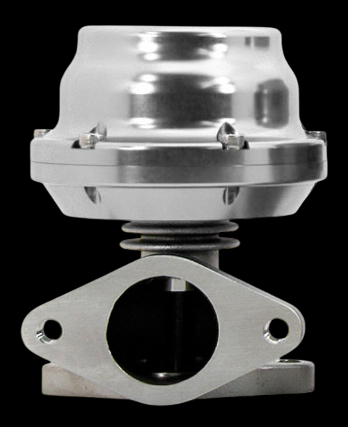TiAL Sport F38 wastegate, 38mm silver housing, front view showing flange, spring and bolts