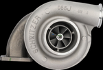 New Borg Warner S300 turbocharger, front angle showing compressor wheel, inlet and Schwitzer housing