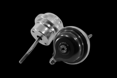 TiAL Sport MV-I 2.5 wastegate actuator in black and silver, showing top canister and threaded rod ends