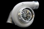 BL6762X billet turbocharger front view showing compressor wheel, housing and inlet pipe on black background