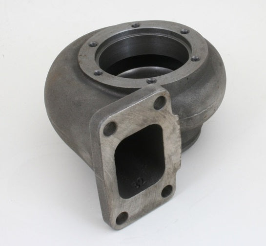 Borg Warner S200SX turbine housing, T3 flange with bolt holes, angled view of cast volute and bore