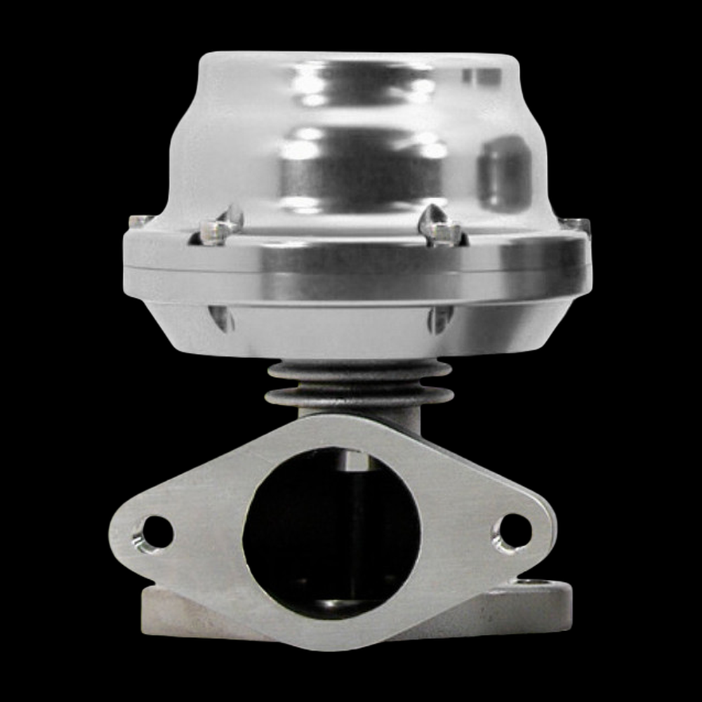 TiAL Sport F38 38mm wastegate in silver, front view showing dome, spring and flange with mounting holes